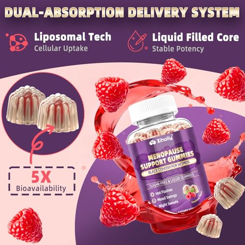 Menopause Supplements for Women with Black Cohosh, Menopause Relief Sugar Free Gummies for Hot Flashes, Natural Female Hormone Balance & Ashwagandha, Magnesium for Night Sweats, Mood Swings, 60 Count - Image 5