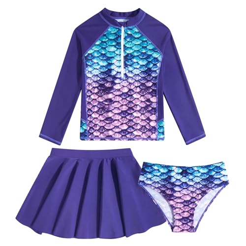 Maillot de bain filles à manches longues ALISISTER ensemble tankini 3 pièces avec jupe 6-12 ans