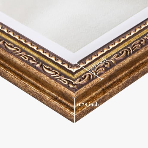 Image of eletecpro 12x12 Vintage Picture Frame, Glass Cover, Bronze Gold, 2-Pack | Display Photo 8x8 with Mat or 12x12 without, Wall Mount