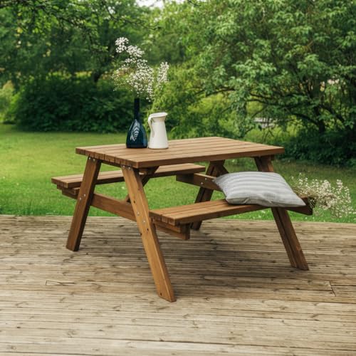 Table de pique-nique en bois résistante aux intempéries structure AMATA robuste - 4