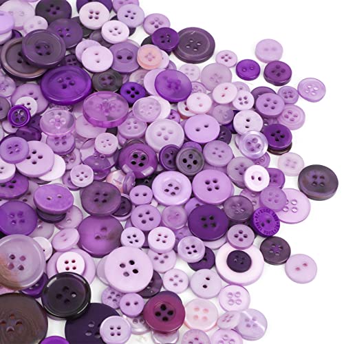 600Pcs Mixed Purple Resin Buttons Assorted Round Buttons Set Cute Gradient Purple Button For Diy Crafts, Manual Button Painting, Sewing, Handmade Ornament #TOP3