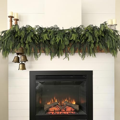 36Pcs Christmas Norfolk Pine Stems, Real Touch Branches, Greenery Picks