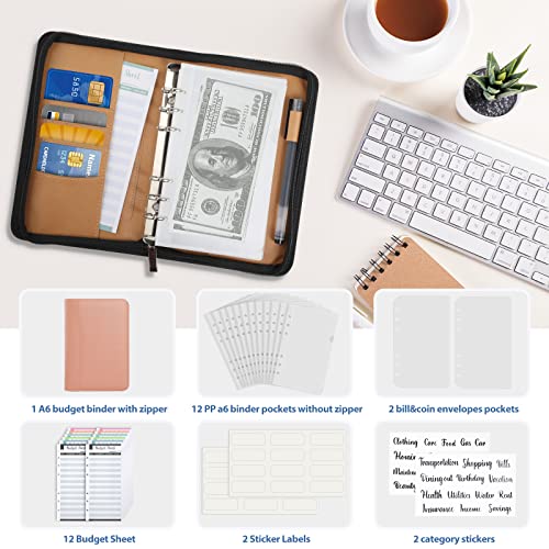 Badve A6 Budget Binder, A6 PU Raccoglitore Soldi