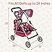fash n kolor Twin Baby Doll Stroller - Pretend Play Baby Stroller for Dolls - Toy Stroller with Storage Basket for Baby Doll Accessories Set - Flower Design Stroller Toy for Kids - Folds Easily