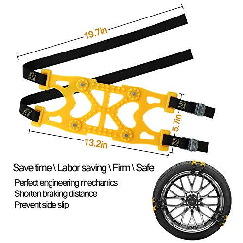 MONODEAL Snow Chains, Anti Slip Tire Snow Chains for Car, Trucks, Pickup Trucks, SUV, Van, Emergency Anti Skid Tire Chains for Winter and Rain - Thumbnail 6