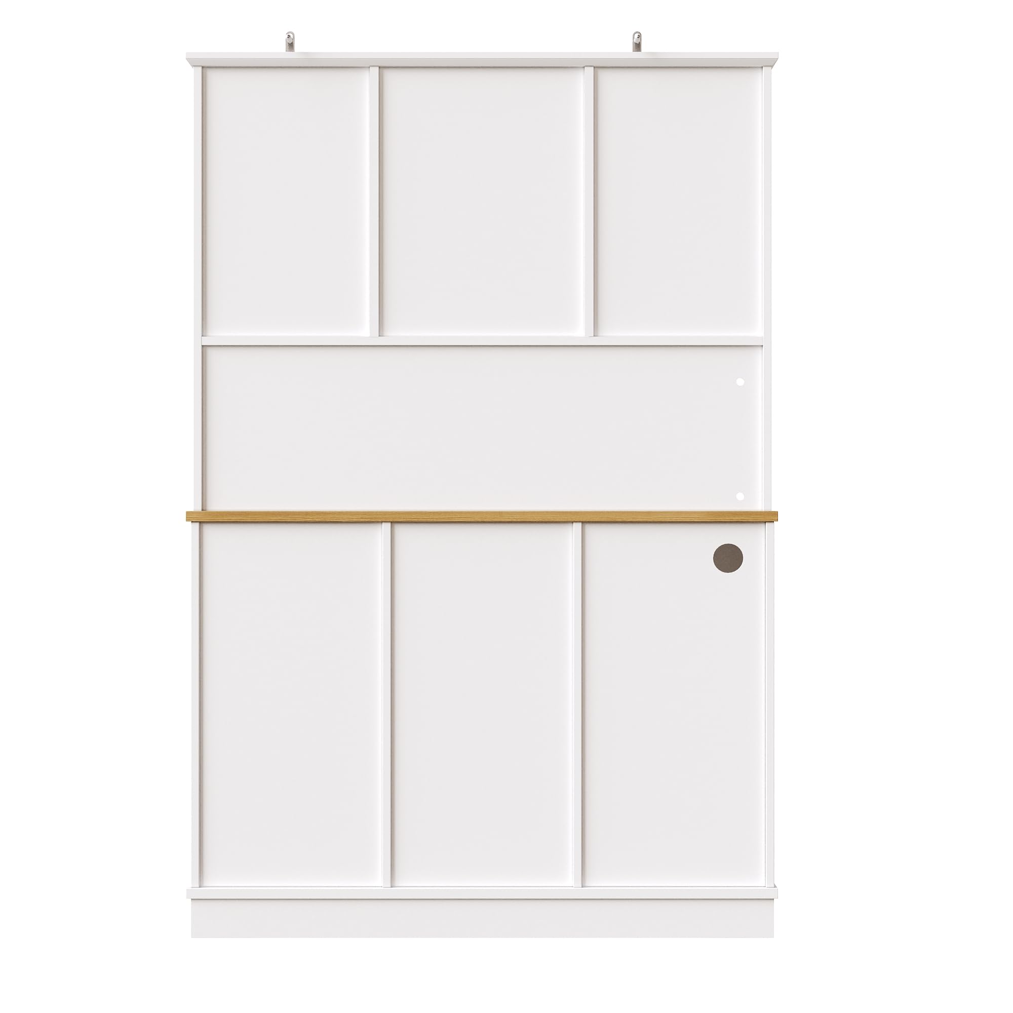 Küchenschrank Hochschrank mit LED,Buffetschrank Esszimmerschrank mit USB-Anschlüssen & Steckdosen,Küche Aufbewahrungsschrank mit Snackregaltüren & Standorte der Mülleimer,118×39.5×180cm