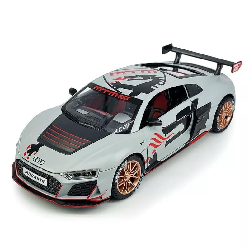 Image of Model 1:24 Audi R8 MTM Model Alloy Metal Pull Back Die-cast Car Openable Doors with Sound and Light Vehicle Car Toy for Kids - Multicolor