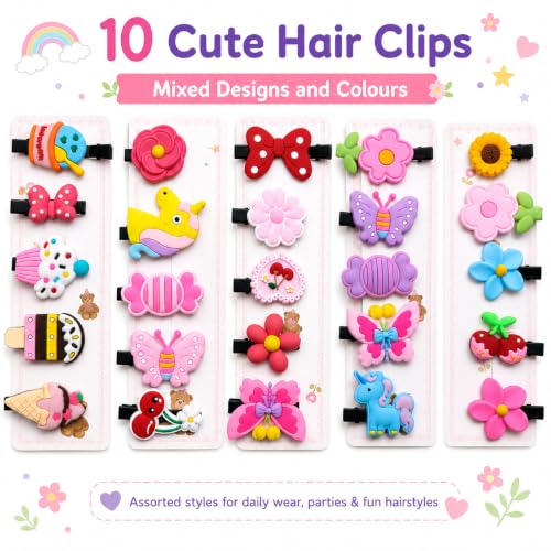 Image of 124 Pcs Hair Accessories for Kids Girls | Cute Baby Hair Clips & Theme Hair Clips with Rubber Bands Combo | Hair Accessories for Baby Girl | Kids Hair Clips Set | Mixed Designs