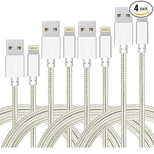 4Pack MFi Certified Nylon Braided Lightning Charging Cables (3/6/6