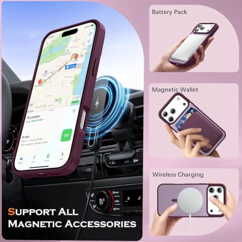 Image of Elzzi Magnetic Magsafe for iPhone 17 Pro Max Case (Compatible with MagSafe) Slim Translucent Matte Shockproof with Anti-Fingerprint Phone Case, Cherry