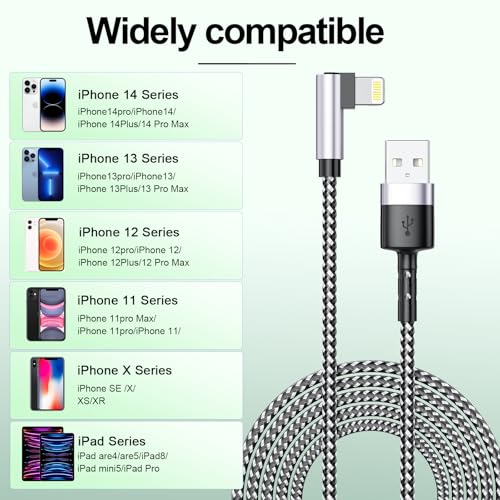 Cable iPhone USB A a Lightning de carga rápida trenzado y resistente con codo de 90 grados 3