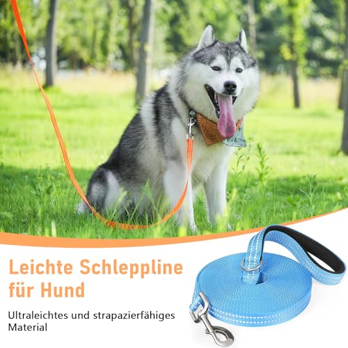 X XBEN Robuste & Leichte Schleppleine für Hunde, 3M 5M 10M 15M 20M 25M 30M 50M Schleppleine mit Handschlaufe, Lange Hundeleine mit Metallhaken, Reflektierend Laufleine für Kleine Mittlere Große Hunde