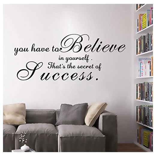 ComosCL 'Tala om 'You Have to Believe in Yourself That's The Secret of Success engelskt citat för vardagsrumsdekoration vinyl väggklistermärke 25 cm x 56 cm