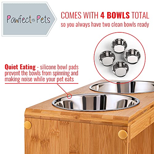 Pawfect Pets 12" Elevated Dog Pet Feeder- Large Raised Dog Bowl Stand- Includes 4 Stainless Steel Bowls (12 Inch) - Image 3