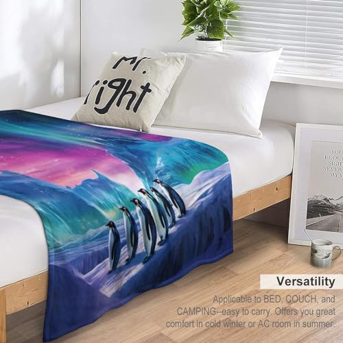 Manta de forro polar de pingüino para sofá cama de 130x180cm 7
