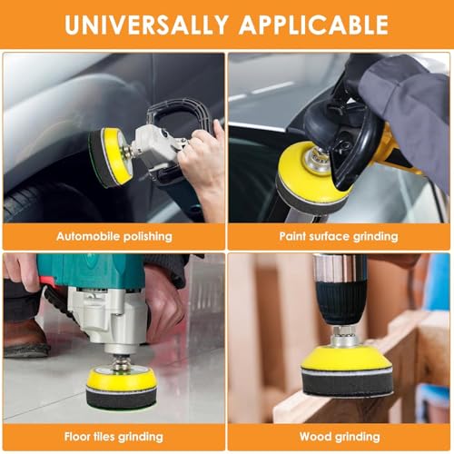 Image of NIHUIFDPY 193Pcs 2 Inch Sanding Discs & Buffing Pads Kit, 60-10000 Grit Wet Dry Sandpaper with 1 /4 inch & 1 /8 inch Drill Attachments for Car Headlight Restoration, Woodwork, Metal Polishing