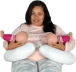 Almofada De Amamentação Bebe Gêmeos Happy Line (Branco)