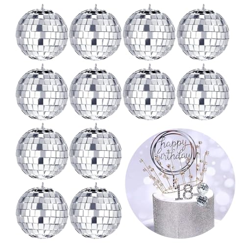 12 Stück Mini Discokugel Deko, Discokugel Klein, Glänzende Discokugel Deko für Weihnachtsbaum Hochzeit Geburtstagsfeier Dekoration Lichteffekt, Perfekte Kleine Discokugel für Deine Party