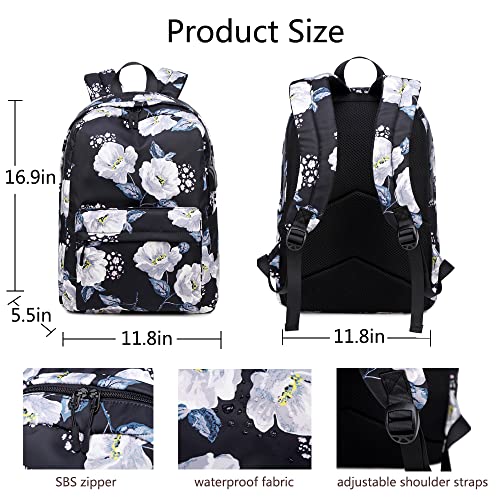Lmeison Floral Backpack And Lunch Bag Set, Floral Bookbag For Girls Cute School Bag With Lunch Box, Waterproof 15.6Inch Laptop Backpack For Middle School High School, Travel Backpack For Women #TOP1