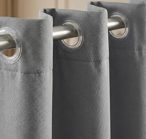 Image of VAS COLLECTIONS 100% Blackout Door Curtains, 5 Feet (121 x 152 cm) Set of 2, Plain, Thermal Insulated, Room Darkening Curtains for Living Room, Bedroom (Charcoal Grey)