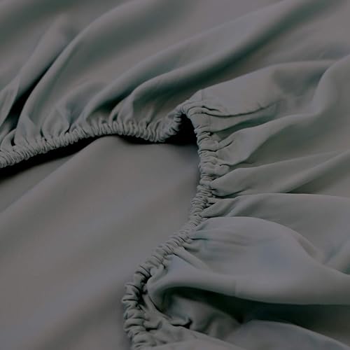Miniatura 7 de Sábana bajera ajustable de 600 hilos, 100 % viscosa de bambú doble, extra larga, tamaño XL, color verde azulado