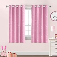 Vista 21 de PrinceDeco Cortinas Opacas para Niños para Dormitorio con Aislamiento Térmico Cortinas de Estrellas Centelleantes de Bronce para Niños con Ojales