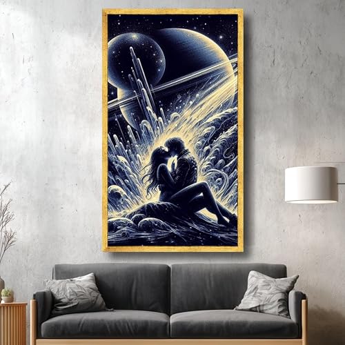 Peinture céleste paysage nocturne planétaire sur toile premium