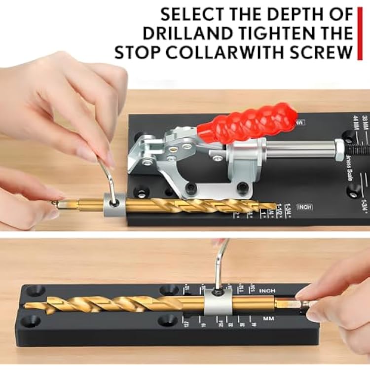 Pocket Hole Jig, Adjustable Jig Pocket Hole System, Woodworking Tools for Strong Joints, Adjustable Drill Guides for Materials 12-42mm Thick (HJ01 PRO)