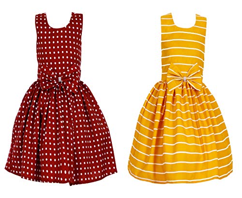 Image of Casual Frock for Baby Girls,Blue Printed and Olive Printed,Pack of 2