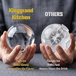 Clear Ice Cube Maker, 2.5" Easy-Release Sphere Ice Maker, Stainless Steel Clear Ice Maker (Black, 4 Pack)