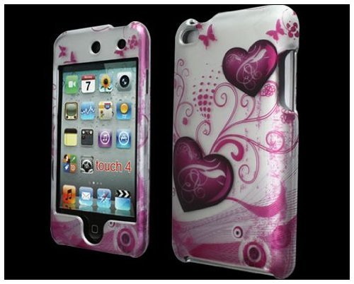 Butterfly Heart 2d Hard Snap-on Crystal Skin Case Cover Accessory for Ipod Touch 4th Generation 4G FOR 8GB 32GB 64GB
