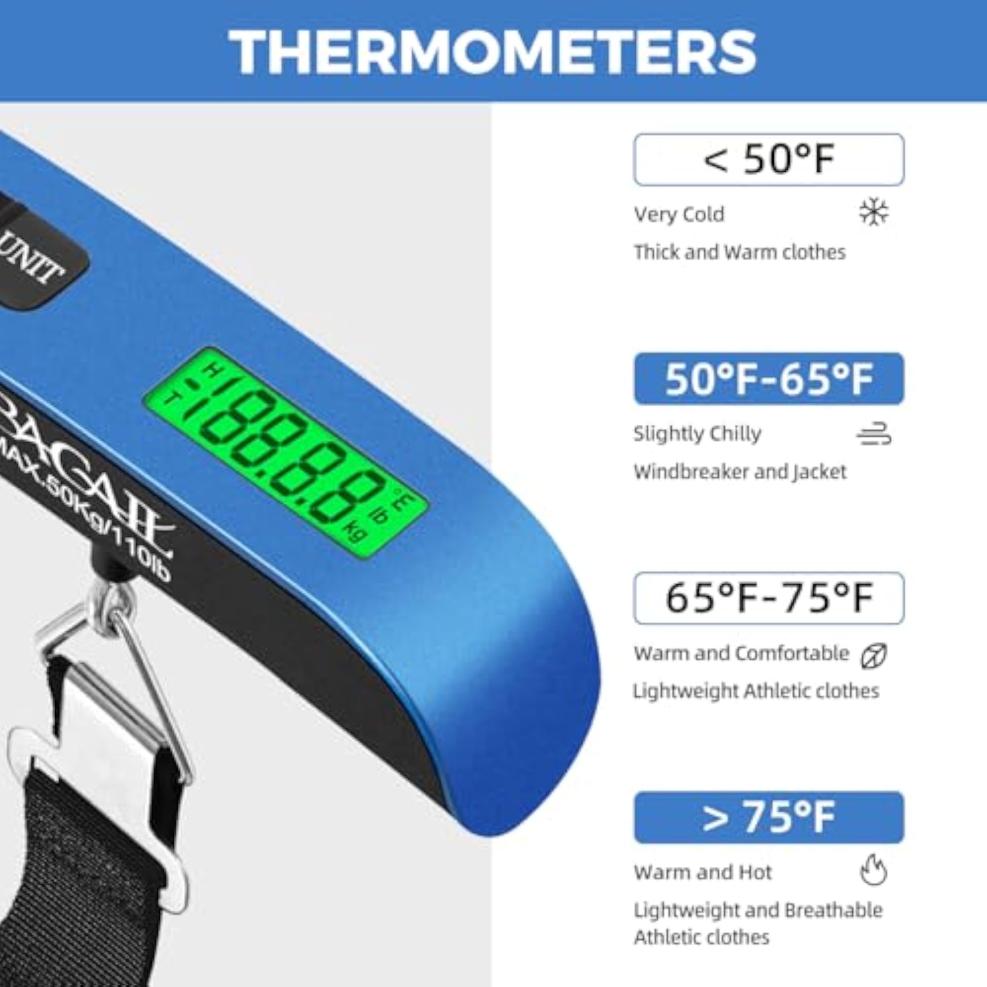 Digital Luggage Scale with Backlit LCD Display