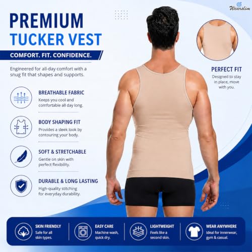 Image of Wearslim Men's Slimming Body Shaper Vest Shirt | Abs Abdomen Slim Stretchable Tummy Tucker Vest