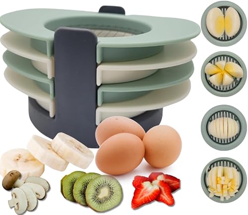 Cortador de huevos duros para huevos duros de acero inoxidable, cortador de huevos de alta resistencia, cortador de fresas para kiwi plátanos 4 en