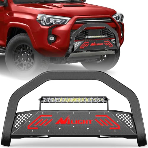 Nilight Bull Bar with Light Bar&License Plate Hole Compatible with
