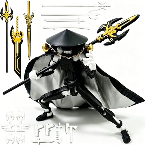 Image of Assembly Completed 2026 New Titan 13 Action Figure,Lucky Robot 13 Action Figures 3D Printed Multi Jointed Movable Figure,Nova 13 Action Figure for Collectors Desktop Decorations (Black White)