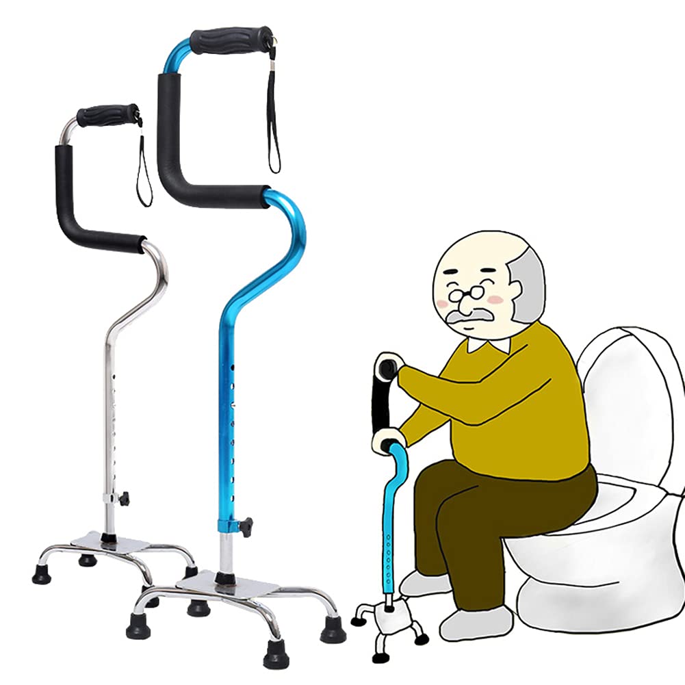 Bastón de cuatro patas de aleación de aluminio de altura ajustable para personas mayores