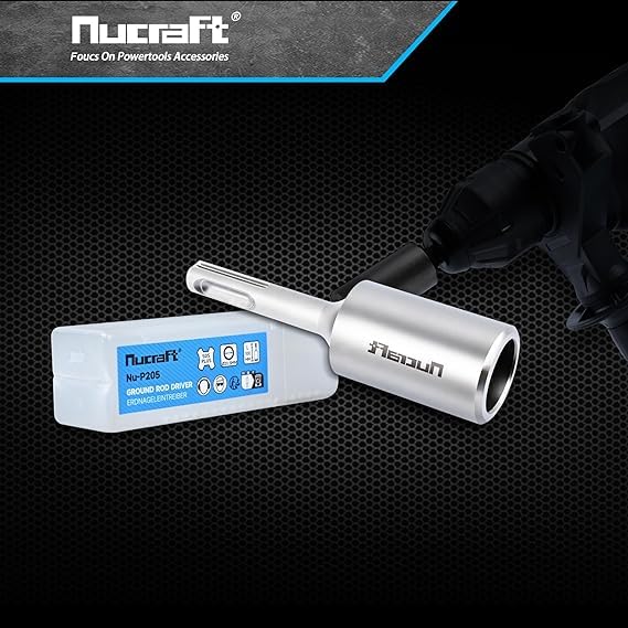 Nucraft SDS PLUS Indriver de clavo de tierra profesional para insertar tierra profunda, 100 x 28 mm, diámetro interior 20,5 mm