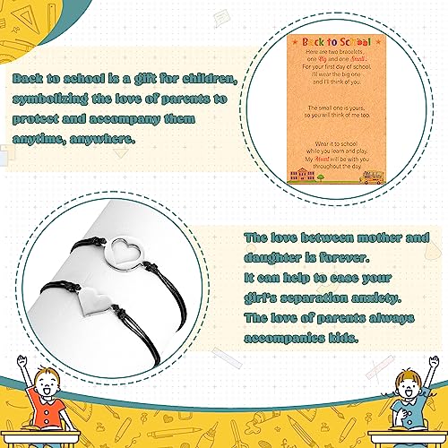 Image of EOBOH Back to School Supplies, Back to School Bracelet Mommy and Me, Prek Matching Wish Bracelets Set, Adjustable Bracelet for Boys Girls Gifts Stuff Bulk