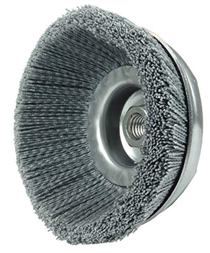 Image of Weiler 14506 6 inch Nylox Cup Brush, 0.040 inch /80 Grit Crimped Nylon Fill, 5 /8 inch-11 UNC Nut, Made in the USA