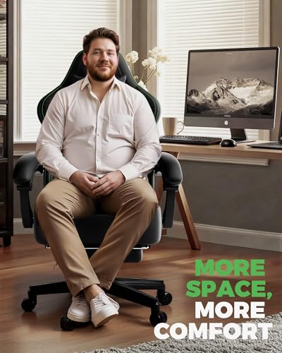 Image of GTPLAYER Gaming Chair for Adults, Ergonomic Video Game Chairs, Footrest & Linkage Armrest, Reclining High Back Silla Gamer with Wider Seat for Home Office, Ace Pro, Black & Green