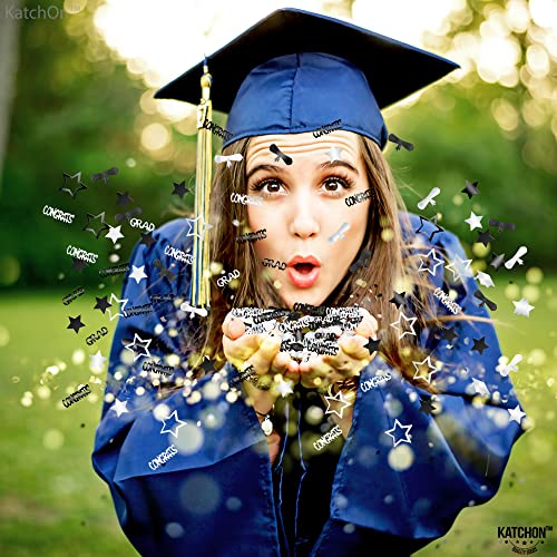 Image of KatchOn, Black and Silver Graduation Confetti - Pack of 1300 | Grad Confetti for Graduation Decorations 2026, Black and Silver 2026 Graduation Decorations, Grad Table Decorations 2026