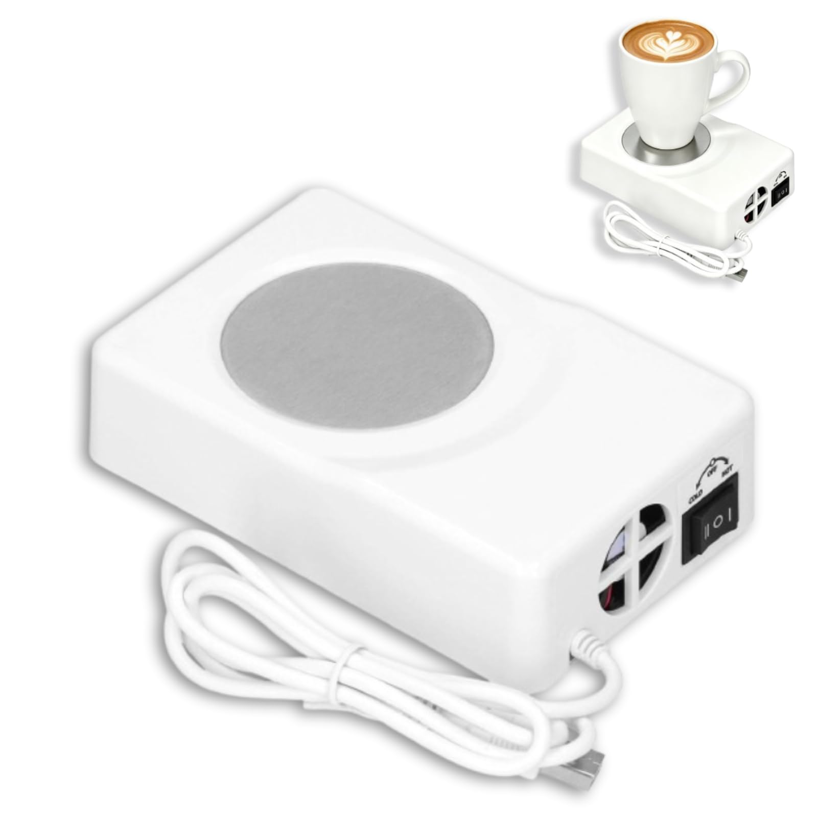 Refroidisseur de Tasse, Refroidisseur de Boisson électrique, Tasse de café, thé, canettes de Boisson, Refroidisseur à Double Usage USB, Dessous de Verre électrique, Tapis de