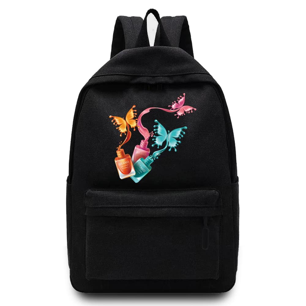 Basics Backpack/Daypack with Padded Shoulder Straps, Side Pockets Hiking Daypack Walking Rucksack Foldable Camping for Water Bottle and Laptop Sleeve, (Nailpaint)