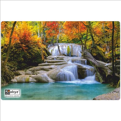 Image of ABYZ Wooden Jigsaw Majestic Waterfall in a National Park Forest Puzzle with 500-Pieces Play and Learn Educational Puzzle for Kids and Children Aged 7+ & Adults Toy Improving Memory & Problem Solving