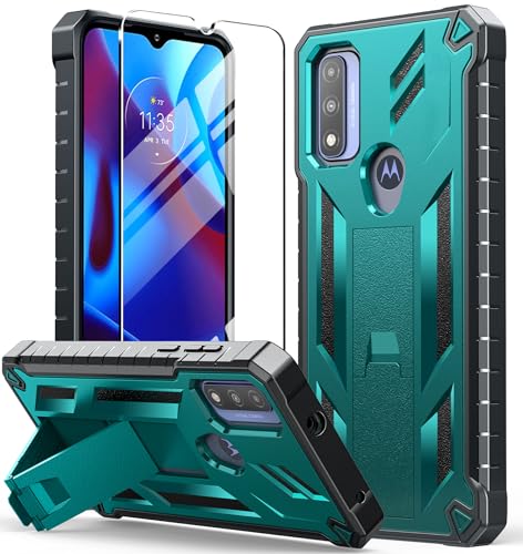 for Motorola Moto-G Pure Phone Case: Heavy Duty Military Grade Hard Protection Shock Proof Grip | Durable Dual-Layer Armor Design Protective Case Moto G Pure (Green-Glass)