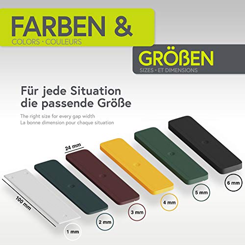 INNONEXT® Abstandshalter | Verglasungsklötze | 24 x 100 mm, 600 Stück Mix | Made in Germany | im Set: 1, 2, 3, 4, 5, 6 mm | Unterlegplatten, Abstandshalter, Distanzklötze aus Kunststoff, Abstandhalter