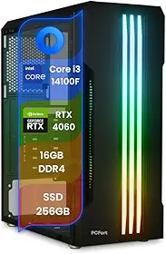 PC Gamer TOP Concórdia Processador i3 14100F 16GB SSD 256GB RTX 4060 Fonte 500W FreeDos