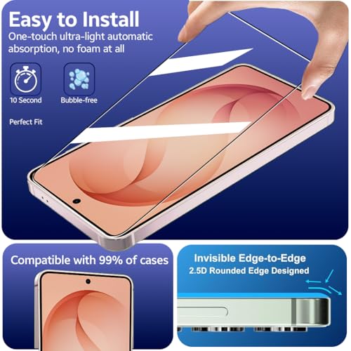 Image of Czartech Tempered Glass for Samsung Galaxy S26 Plus | Edge to Edge Full Coverage Screen Protector | HD Clear Display | Smooth Touch Response | 9H Scratch Resistant Protective Glass