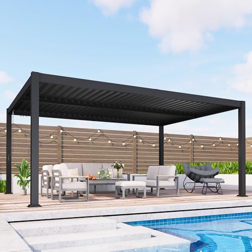 Louvered Pergola, 12' x 16' Outdoor Pergola, Metal Patio